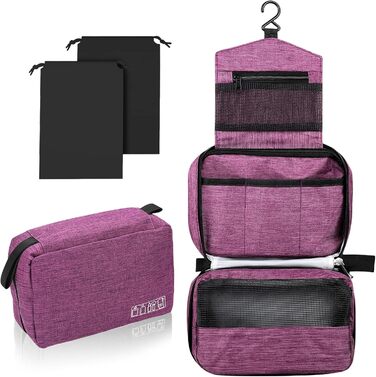 Чоловіча/жіноча косметичка для подорожей з гачком, велика, фіолетового кольору