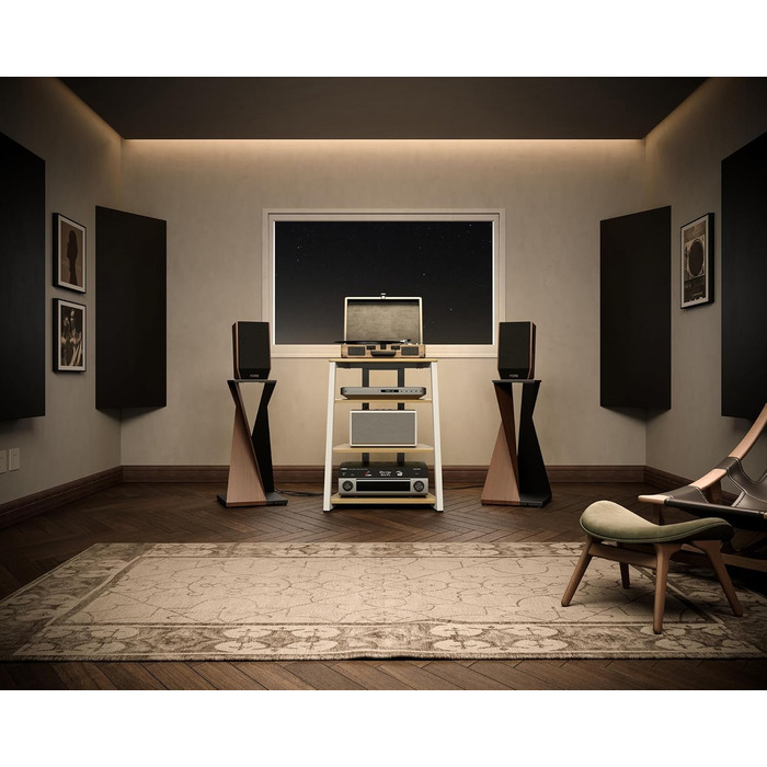 HiFi тумба FITUEYES з дерева та сталі для програвача вінілу та аудіотехніки 61x52x78 см (натуральний колір)