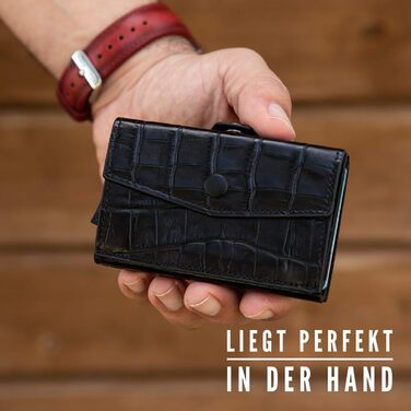 Клатч-органайзер Solo Pelle Mech: шкіряний картхолдер з RFID захистом для 11 карт (Kroko Schwarz)