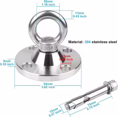 TSSS 360 Degree Swivel Ceiling Hook Swing Set Punching Bag Hammock - Up to 500kg Load Capacity Stainless Steel Wall Swivel Hook, Hook Base, Hanging Swing, Yoga Hook
