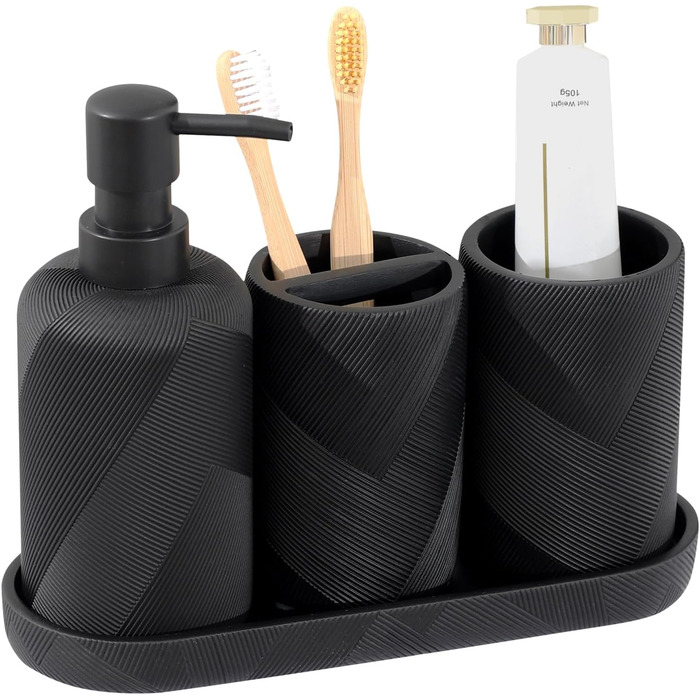 Набір аксесуарів для ванної кімнати, 5 шт. - сучасний набір з тримачем для зубної щітки, пасти, мильниці та стакана (мідь)