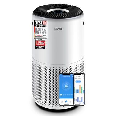 Повітряочищувач LEVOIT Core 400S з HEPA-фільтром та активованим вугіллям, для алергіків, до 90 м², тихий, PM2.5, автоматичний режим, керування через додаток та Alexa, сріблясто-білий