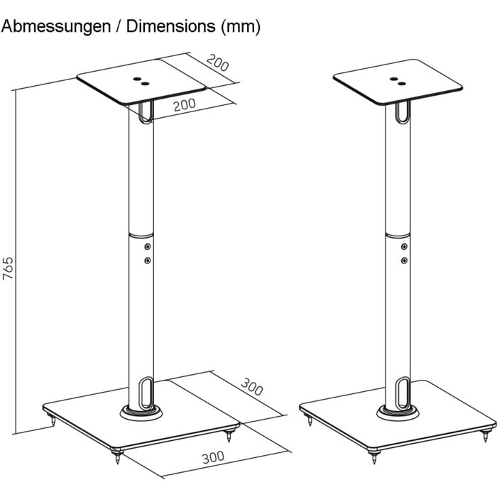 Підставка для колонок HALTERUNGSPROFI LSTSL4-B: металева, для сателітної акустики, пара (2 шт.), до 25 кг