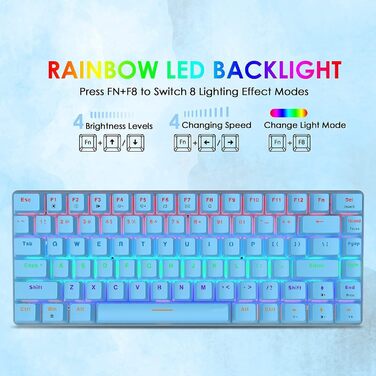 Механічна ігрова клавіатура AK33 TKL 80% з синіми перемикачами, RGB-підсвічуванням та мишею, 2500 DPI, 82 клавіші, для ігор та офісу