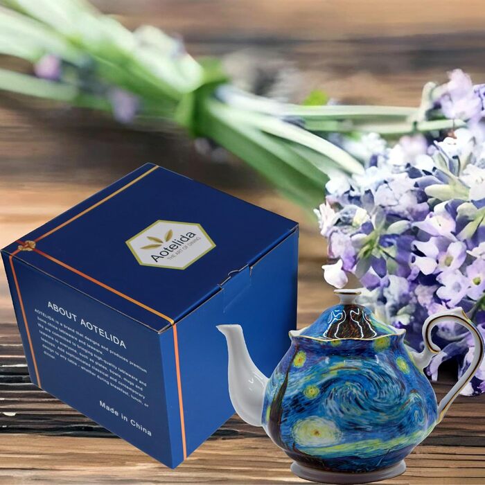 Порцелянова чайник 1 л Vintage Floral з кістяної порцеляни, біла троянда, для чаювання та кави, подарункова чайник Sternenhimmel