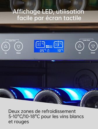 Kalamera 45 Bottle Dual Zone Wine Refrigerator - 120 Liter Capacity with LCD Display