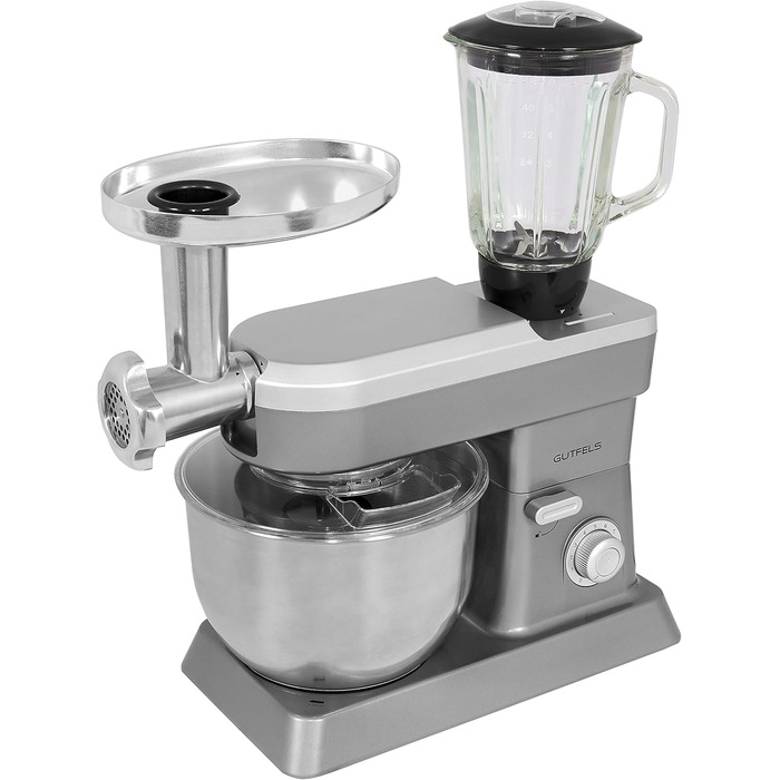 Кухонна машина GUTFELS KM 8102 roi | 1200 Вт | 10 швидкостей | 5 л чаша | Насадки: вінчик, гак для тіста, гак для збивання | Червона