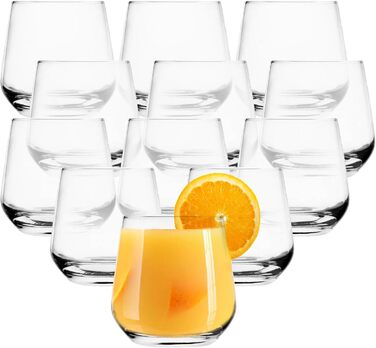CONCEPT Glass Set, 12-piece, 310 ml small juice glasses, ideal as drinking glasses, water glasses, whisky glasses, universal and dishwasher-safe