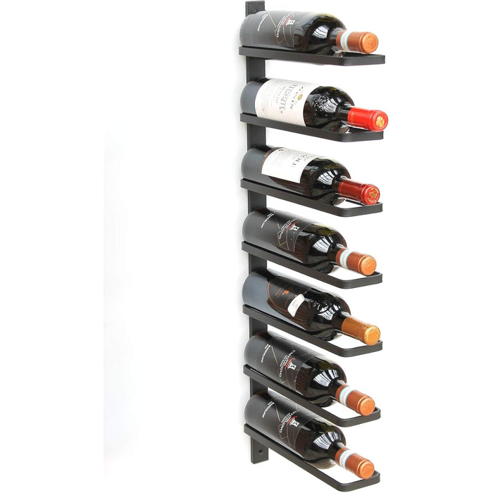 DanDiBo Wine Rack Metal Wall Black 93885 Bottle Rack Bottle Holder Wall Mount Modern Wall Holder Wall Shelf for 7 Bottles