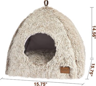 Cat Bed Washable Cat Sleeping Place for Cats Cat Cave Plush Pet Cat Head Pillow Cat House Cat Cushion Fluffy Kitten Puppy Snuggle Bed Pet Bed White (Coffee, Medium)