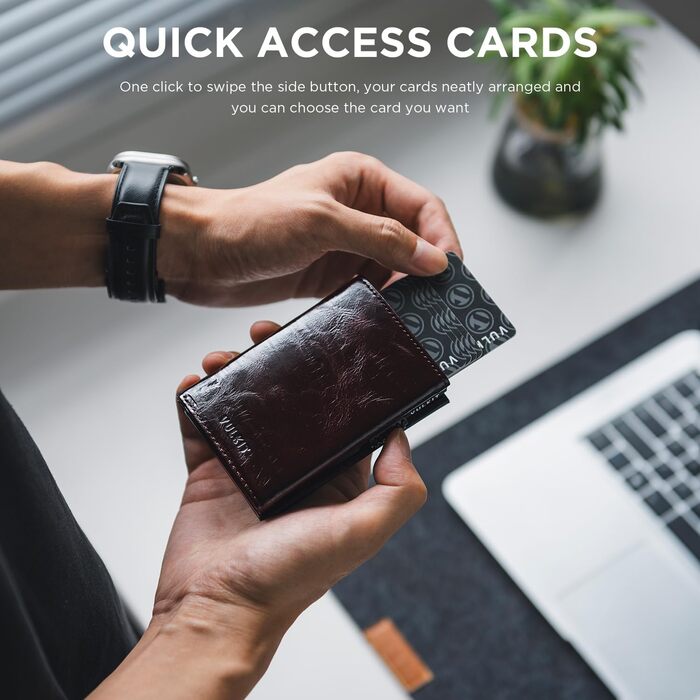 Елегантне шкіряне картхолдер VULKIT з RFID-захистом: картхолдер з відділенням для грошей, візиток та монет (Dutch Martin Espresso)