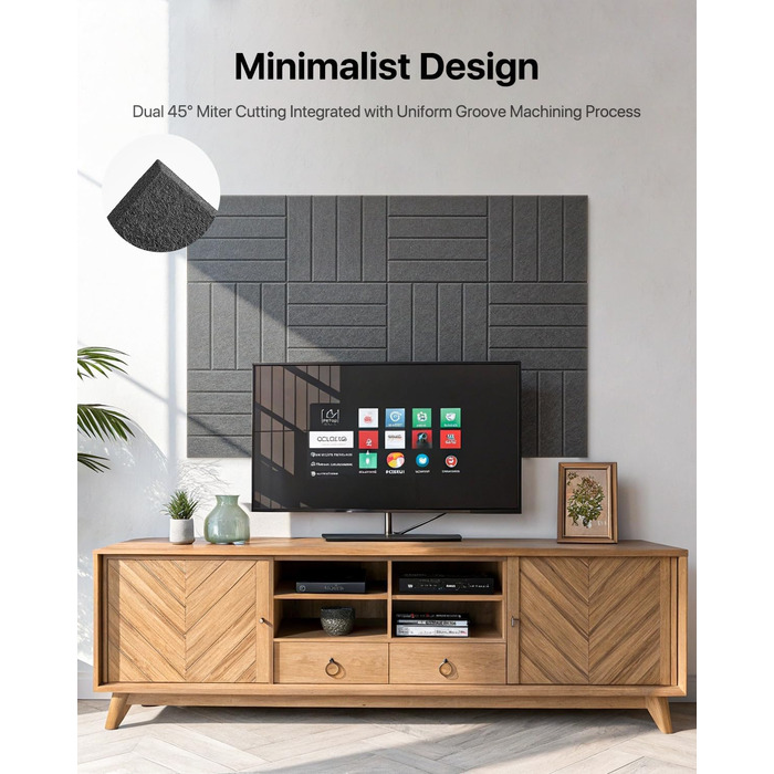 Акустичні панелі Soundsbay для шумоізоляції та звукопоглинання, самоклеючі поліестерні плити 30×30×0.9 см, чорні, 12 шт.