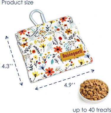 Сумка для корму для собак Leckerlibeutel – міцна бавовняна сумка для прогулянок з карабіном та самозакривною застібкою, ідеальна для подорожей та активного відпочинку (Begie Blume)