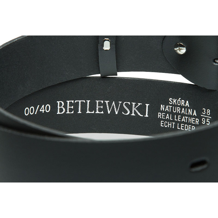 Класичний шкіряний ремінь Betlewski, чорний, 105 см
