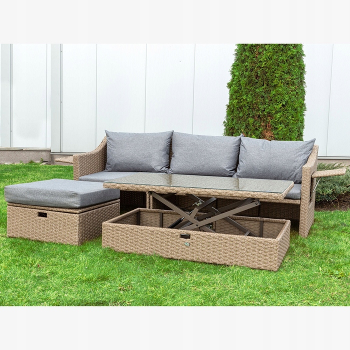 Комплект садових меблів із техноротанга Loge Garden, сірий, 3 предмети