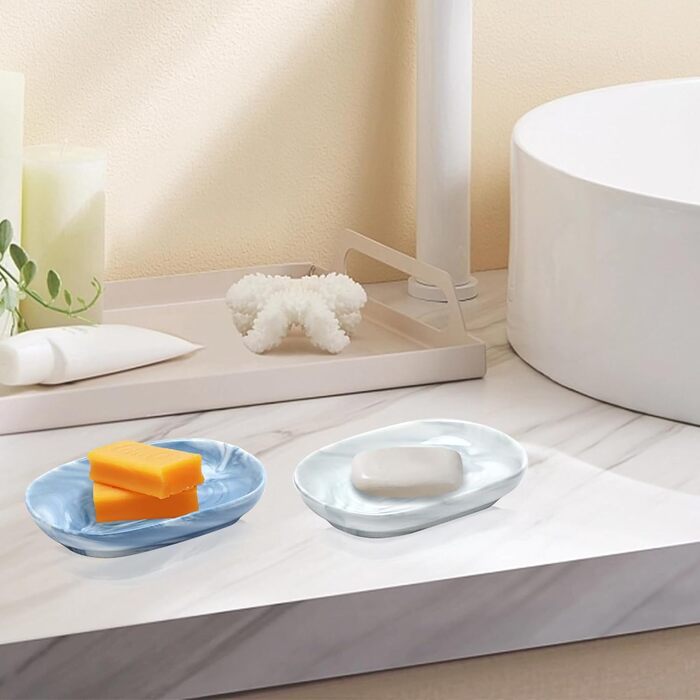 2 шт. мильниця керамічна, антиковзка, тримач для мила, мармур, овальна, для ванної, кухні, душу