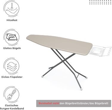 Чохол для прасувальної дошки Encasa XO Mini Beige 125x46 см з термозахистом, бежевий однотонний на гумці