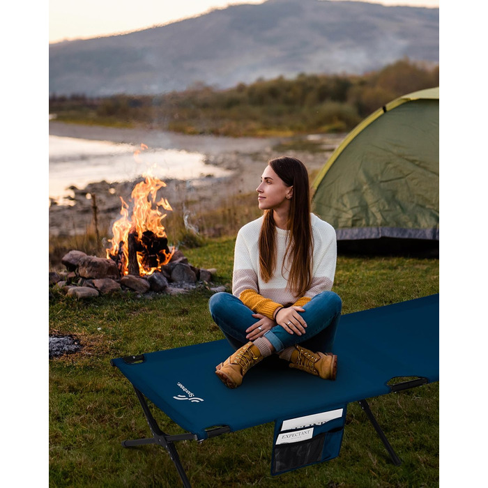 Розкладне ліжко Sportneer для кемпінгу та відпочинку на природі (199x73 см, блакитне)