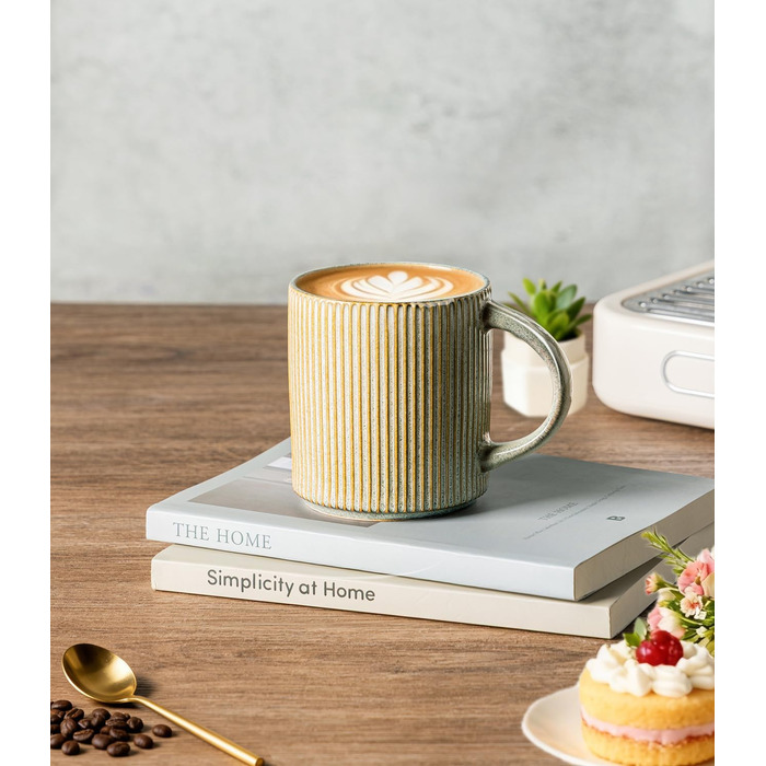 Набір посуду з каменю GBhome на 6 осіб, 18 предметів, ручна робота, реактивна глазур, мікрохвильова та посудомийна безпека, глибокий зелений колір (Desret Salbei), включає чашки (6 шт.)