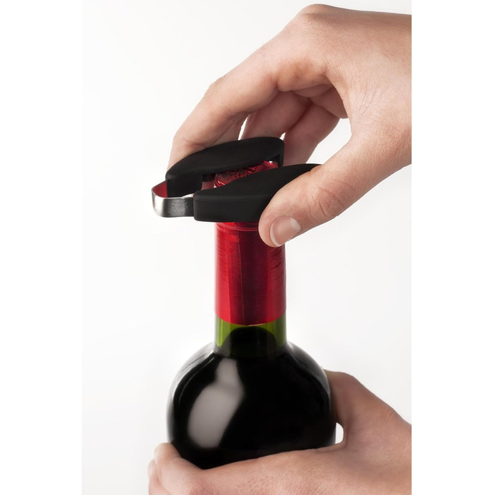 ARCOS Corkscrew Manual with ABS Housing and Zinc Alloy Handle - Versatile Bottle Opener with Foil Cutter, Effortless Cork Removal - Black and Silver. Toscana Series