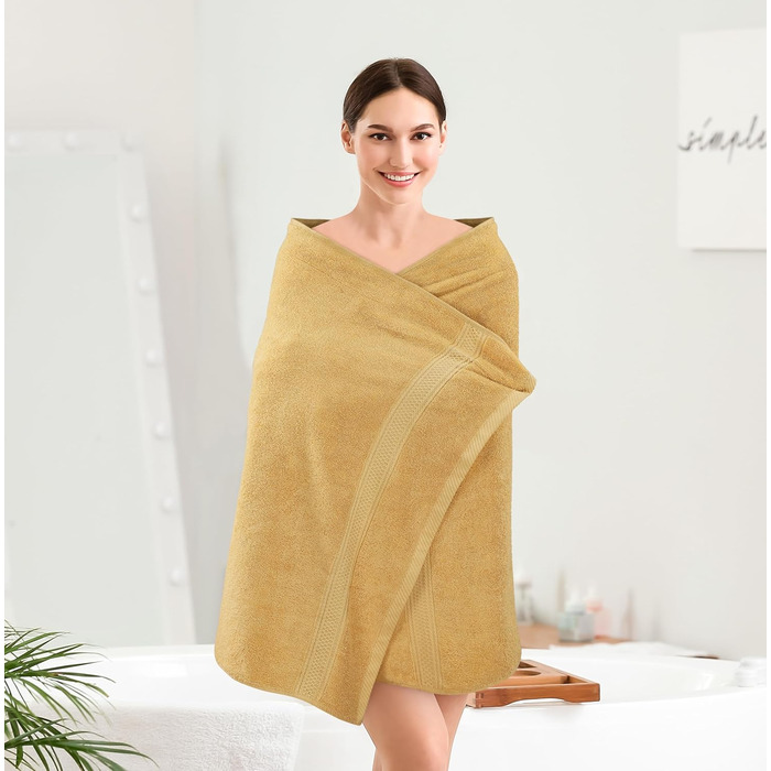 Набір з 4 преміум рушників для ванної Utopia Towels, 68x137 см, 100% бавовна, 600 г/м², швидковисихаючі та дуже вбираючі, для щоденного використання, бежеві