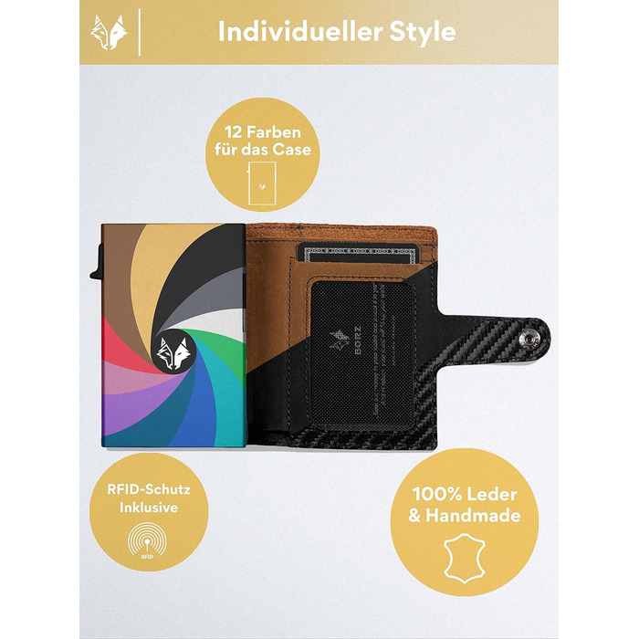 Стильне шкіряне портмоне MAXUS MAGNETIC 2 з відділенням для монет та AirTag, RFID захистом, для карток та грошей, синього кольору