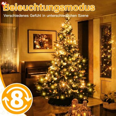 Ланцюжок прикрас Ollny з 200 LED, 60м, з пультом та таймером, IP44, тепле світло. Підходить для декору ялинки, вечірки, весілля, святкування.