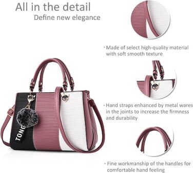 Сумка жіноча NICOLE & DORIS 2025 шкіряна чорна з пухнастим помпоном та знімним ремінцем через плече