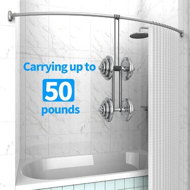 Вигнута штанга для душу, регульована 109,9-183,9 см, нержавіюча сталь, алюміній, для ванної кімнати