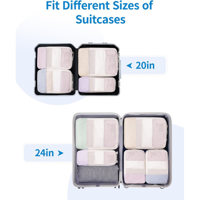 Набір органайзерів для валізи Narwey (6 шт.) - компресійні кубики для подорожей, рюкзаки, валіза, рюкзак, набір для пакування