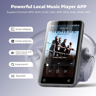 MP3 плеєр Inioasis з Bluetooth, WiFi, Spotify, Amazon Music, 4