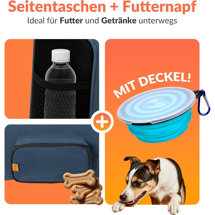 Транспортна переноска для котів до 20 кг, складна, з сонце- та водонепроникним дахом, плечовим ременем та мискою, дихаюча, комфортна, з обертовим подушкою, переноска для котів/собак, авто (блакитна)