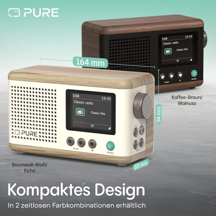 Портативне радіо Pure Classic Mini: DAB+, Bluetooth 5.3, 15 годин роботи, 2.4