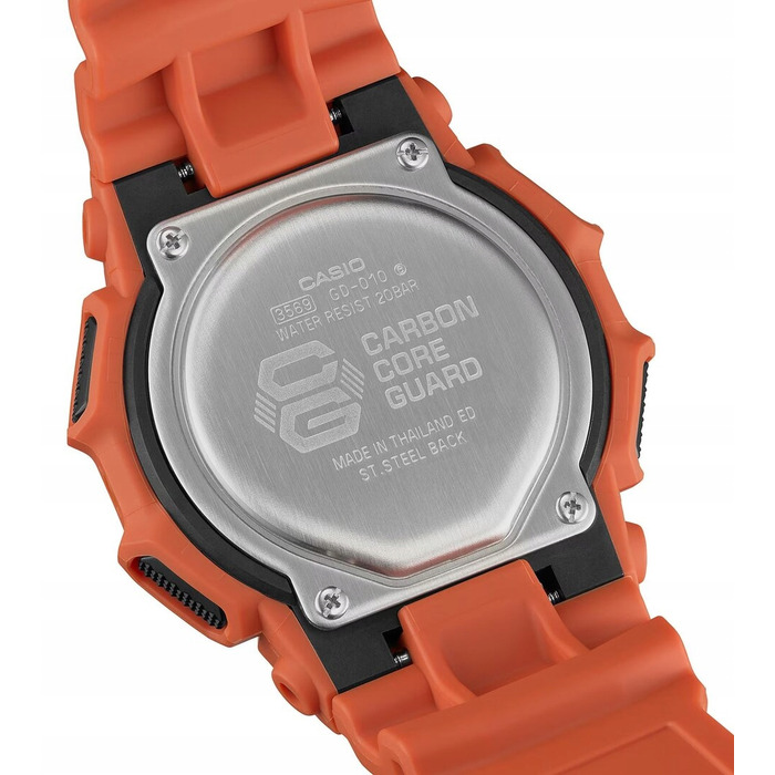 Чоловічий спортивний годинник CASIO G-SHOCK GD-010-4ER помаранчевий, водонепроникність 200м