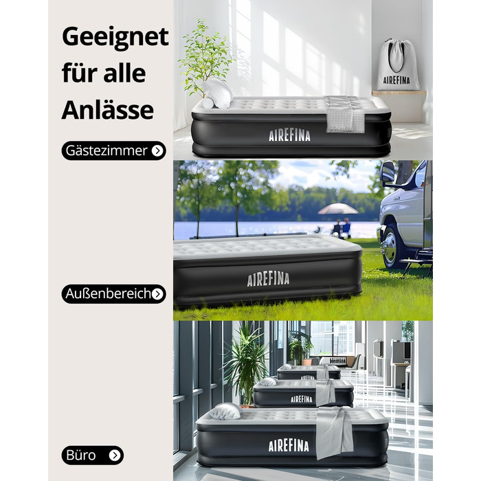 Надувне ліжко Airefina для 1 особи з вбудованим насосом, 99x190x46 см, до 295 кг, з сумкою для перенесення