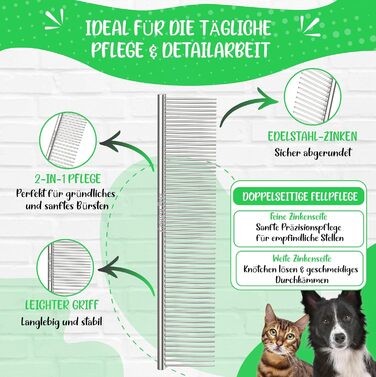 Зубна щітка для собак та котів з захисними нопочками - видаляє підшерсток, ковтуни та вузли. Ідеально для довгошерстих порід, наприклад, кокапу, пуделів. Розмір M-L, професійний гребінь L.