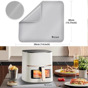 Термостійкий килимок для захисту від нагрівання 60x40 см. Стійкий до вогню, силіконовий килимок для кухонних стільниць, фритюрниць, кавоварок. Нековзкий та водонепроникний (40 см x 38 см, срібний)