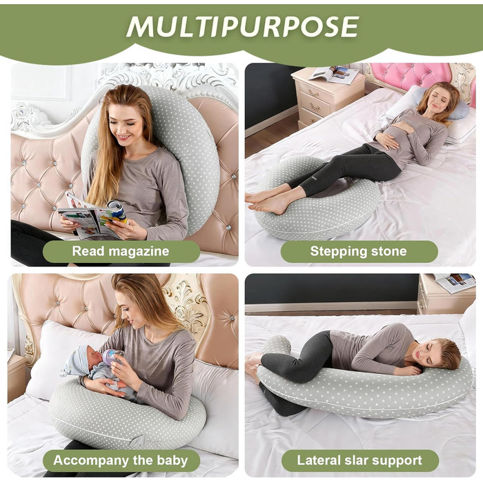 Подушка для вагітних Ezvsevuo Stillkissen XXL - подушка для сну на боці з бавовняним чохлом - сіра