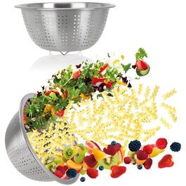 Набір з 2 сит для кухні COM-FOUR® з нержавіючої сталі - для макаронів, фруктів, овочів та салату (2 шт, діаметр 24 см)