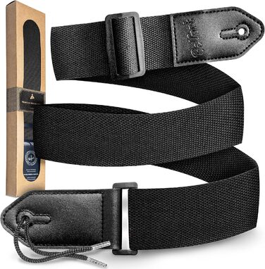 Гітарний ремінь Belfort® для електрогітари, акустичної гітари, класичної гітари, бас-гітари та укулеле. З мікрофібри, з інструкцією (чорний)