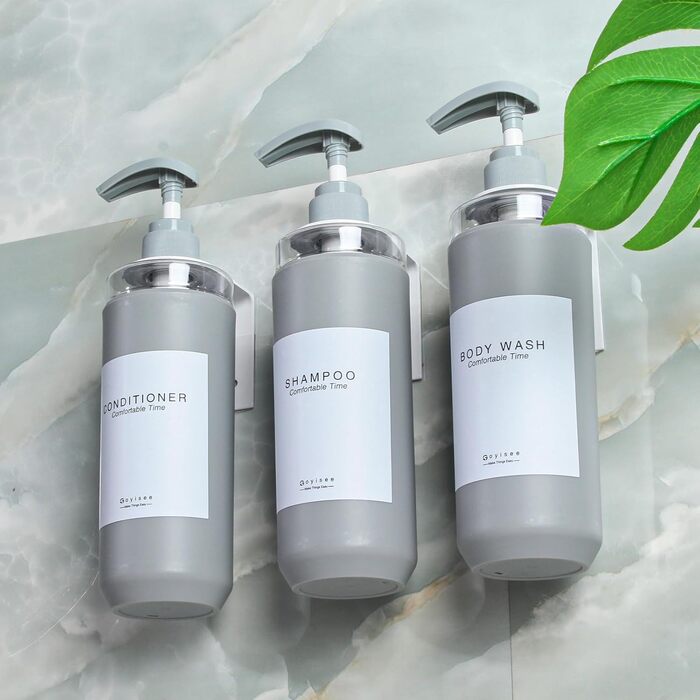 Набір дозаторів для душу GOYISEE, 3 шт. сірого кольору для мила та шампуню, аксесуари для ванної кімнати