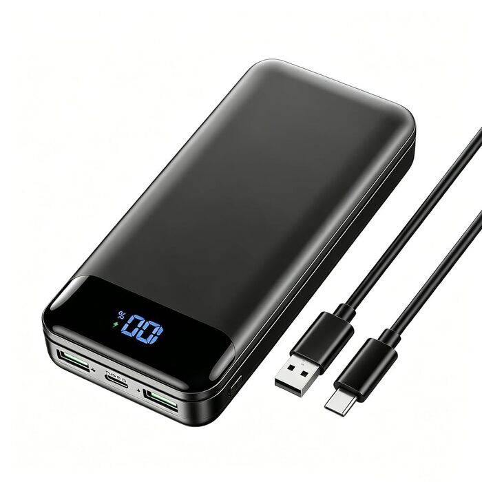 Повербанк Enerwow P300 27000 mAh 22.5W з підтримкою швидкої зарядки USB-C, чорний