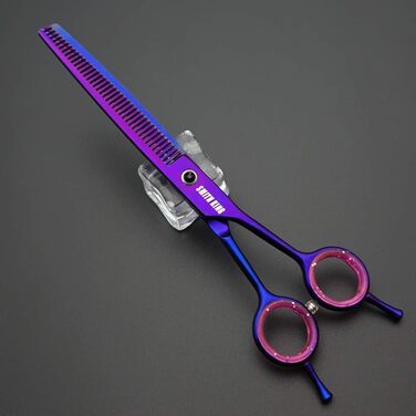 Набір професійних собачих ножиць для грумінгу 7 дюймів (5 шт.) - прямі, витончені, зігнуті, для волосся, гребінець, для правшів, фіолетовий