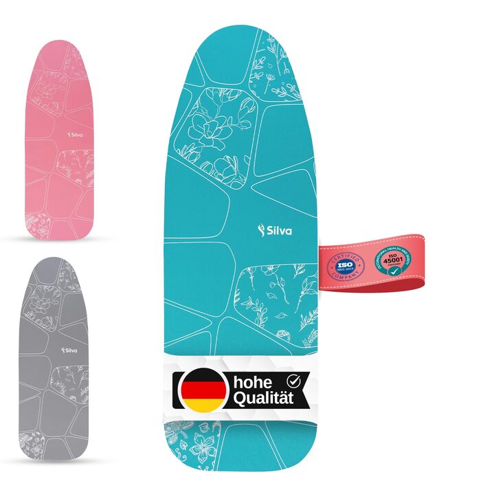 Накладка для прасувальної дошки Silva 140x50 см, 100% бавовна з шаром піни 5 мм, терморефлексія, антиковзаюча та легка у догляді. Підходить для прасувальних столиків, станцій та дощок універсального розміру (XL, блакитний)