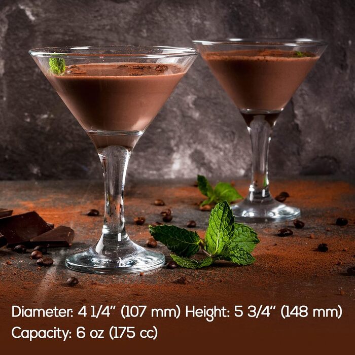 Набір мартіні склянок CRYSTALIA Premium, 4 шт, 175 мл, без свинцю, для коктейлів, Cosmopolitan, підходить для миття в посудомийній машині