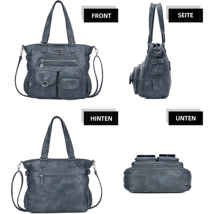 Сумка жіноча KL928 через плече, велика, PU шкіра, чорно-блакитна (під павича)