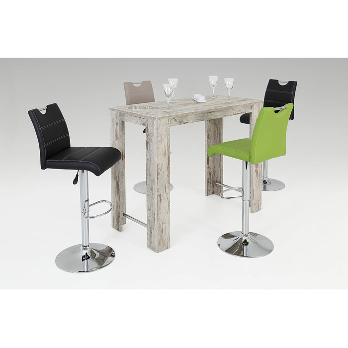 Miranda Bar Stool - Adjustable Height, 360° Swivel, Faux Leather - Black