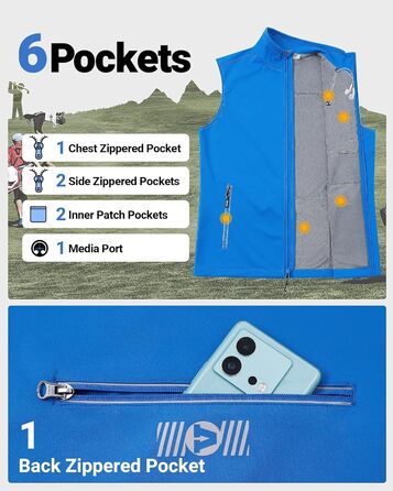 Чоловіча розтягувана жилетка Outdoor Ventures Softshe - водонепроникна, вітрозахисна, для їзди на велосипеді, M, середньо-блакитна