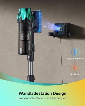 Бездротовий пилосос Vexilar V15Max з функцією миття підлоги, 60KPa/600W/60хв, гнучкий шланг, док-станція, GreenEye, насадка для твердих підлог та шерсті тварин, об'єм 1,5л, для килимів та шерсті тварин, колір: блакитний