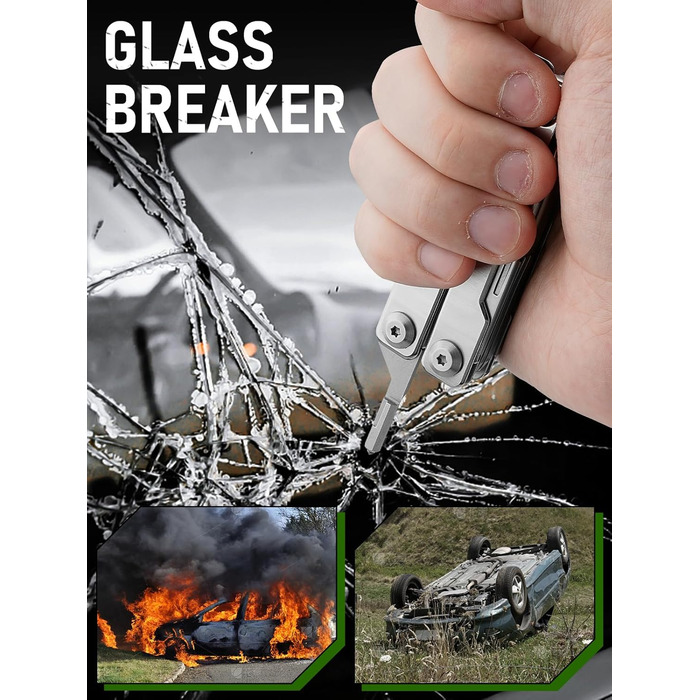 Мультитул BIBURY Mini 10-в-1: кусачки, пінцет, склобій, інструмент для кемпінгу та відпочинку на природі